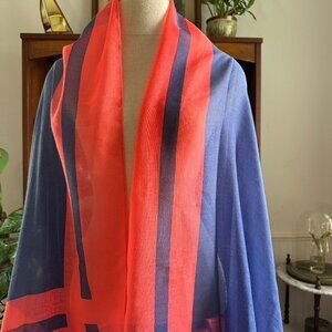 Oliver Bonas Red Navy Wrap Shawl
